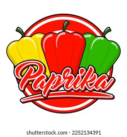 paprika peppers food logo brand product cartoon style vector illustration grocery store editable text 