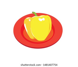 paprika and plate, white background vector illustration
