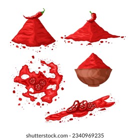 paprika red set cartoon. chili food, chilli seasoning, organic spicy paprika red isolated vector illustration