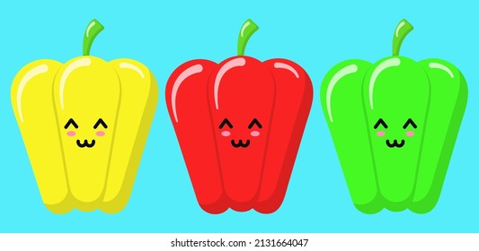 paprika red yellow green cute kawaii cartoon vector illustration