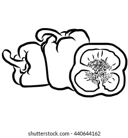 Paprika Sketch Vegetables Outline Vector Artwork