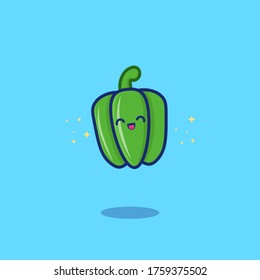Paprika Vector Icon Illustration. Cute Vegetable. Flat Cartoon Style Suitable for Web Landing Page, Banner, Sticker, Background