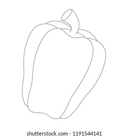 Paprika vegetable colorless cartoon. Outlined illustration with thin line black stroke