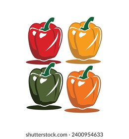 Paprika Vegetable Simple Vector Illustración