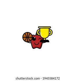 Paprika Win Basket Cartoon Character Vector Illustration Design. Outline, Cute, Funny Style. Recomended For Children Book, Cover Book, And Other.