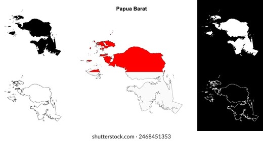 Papua Barat province outline map set