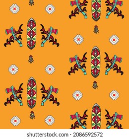 Papua brown batik with axe and shield motifs native Papua.