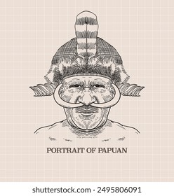 Papua culture  tradition. Papua traditional house. Papua Ornament. Isolated Papua vector hand drawn illustration.