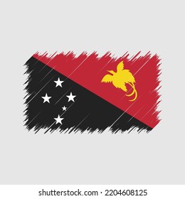 Papua Flag Brush Strokes Painted 