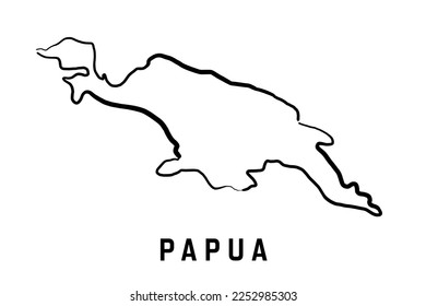 Papua island map in Indonesia. Simple outline. Vector hand drawn simplified style map.