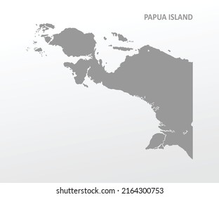 Papua Island (Untergebiete Indonesiens, Provinzen Indonesiens) Karte, Vektorgrafik, Skizze Papua-Karte