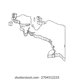 Vector de esquema dibujado a mano de ilustración de mapa de Papúa