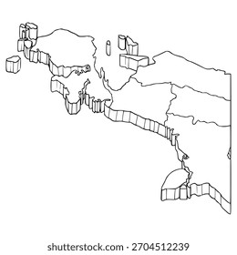 Papua map illustration hand drawn outline vector