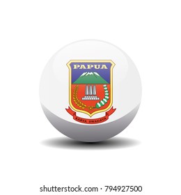 Papua national circle button flag background texture. Vector illustration.