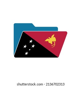 Papua New Guine. Folder icon with Papua New Guinea flag. Vector folders icons with flags. Isolated on white background