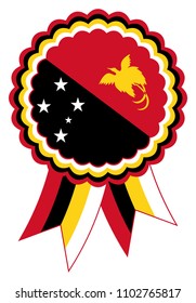 Papua New Guinea  Award Ribbon vector in the original national colors black, red, yellow and white.
Representing Independent State of Papua New Guinea  in the Pacific Ocean.