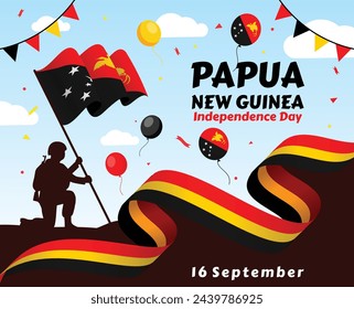 Papua New Guinea banner with Flag and map