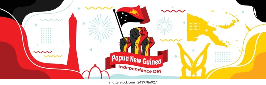 Papua New Guinea banner with Flag and map