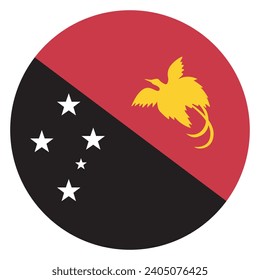 Papua New Guinea circle flag. Button flag icon. Standard color. Circle icon flag. Computer illustration. Digital illustration. Vector illustration.