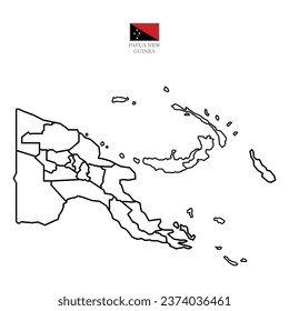 papua new guinea contour vector map with state, flag in color. Background map eps 10 svg