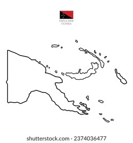 papua new guinea contour vector map with flag in color. Background map eps 10 svg