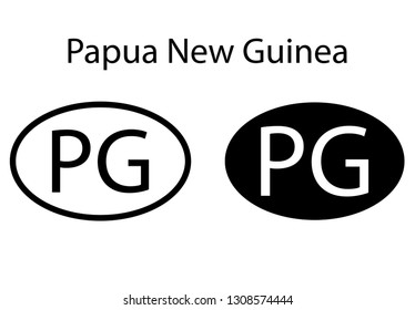 Papua New Guinea  country code icon.  Iso code country domain name.   PG - Papua New Guinea abbreviated. vector
