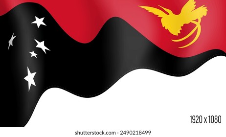 Papua New Guinea country flag realistic independence day background. Papua Guinea commonwealth banner in motion waving, fluttering in wind. Festive patriotic HD format template for independence day