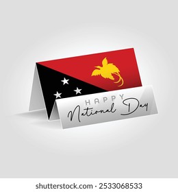 Papua-Nova Guiné, bandeira de papel do país em pé no chão. Feliz dia nacional bandeira design.