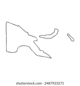 Papua New Guinea country simplified map.Thin triple pencil sketch outline isolated on white background. Simple vector icon