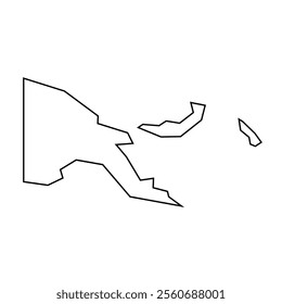 Papua New Guinea country thin black outline silhouette. Simplified map. Vector icon isolated on white background.