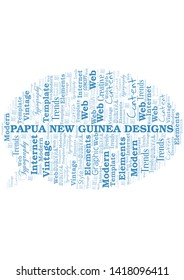 Papua New Guinea Designs word cloud. Wordcloud made with text only.