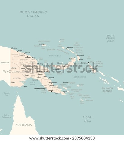 Papua New Guinea - detailed map with administrative divisions country. Vector illustration