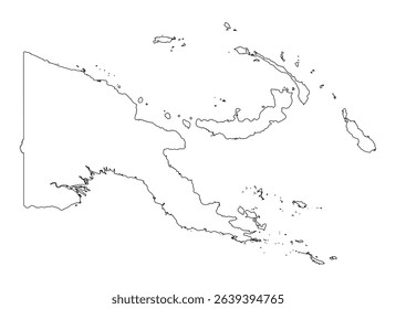 Papua New Guinea detailed outline map on white background high definition