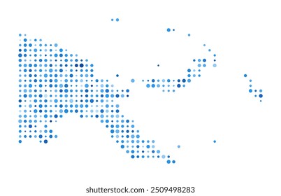 Mapa de puntos de Papúa Nueva Guinea. Forma de estilo digital de Country. Imagen de Vector de Papúa Nueva Guinea. Country forma puntos circulares azules. Increíble Ilustración vectorial.