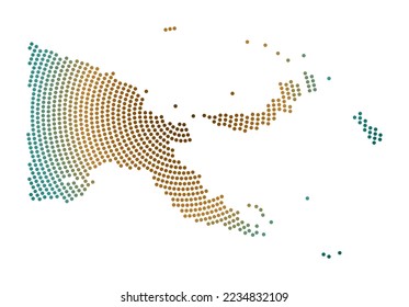 Papua New Guinea dotted map. Digital style shape of Papua New Guinea. Tech icon of the country with gradiented dots. Trendy vector illustration.