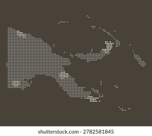 Papua New Guinea dotted map brown vintage dark background retro style