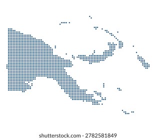Papua New Guinea dotted map blue minimal transparent background vector
