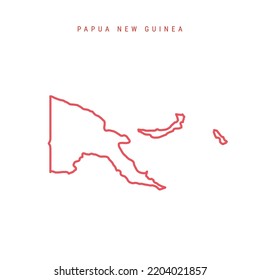 Papua New Guinea Editable Outline Map. PNG Red Border. Country Name. Adjust Line Weight. Change To Any Color. Vector Illustration.