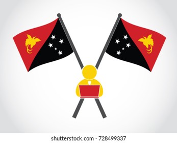 Papua New Guinea Emblem Office Worker