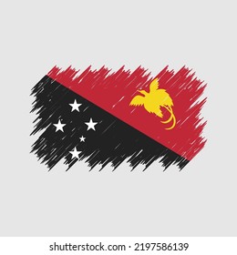 Papua New Guinea Flag Brush Strokes. National Flag