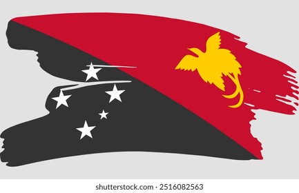 Textura de pincel de la bandera de Papúa Nueva Guinea. Grunge Papúa Nueva bandera de Guinea. Concepto de pincel