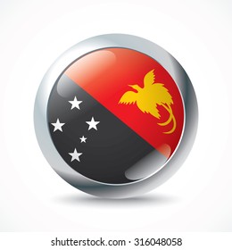 Papua New Guinea flag button - vector illustration