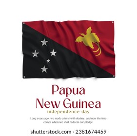 Papua New Guinea Flag, Celebrating Independence Day. Abstract waving flag on white background Country Flag.