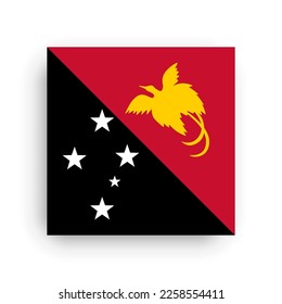 Papua New Guinea flag - flat vector square with sharp corners and dropped shadow.
