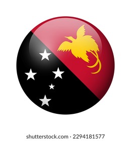 Papua New Guinea flag - glossy circle badge. Vector icon.