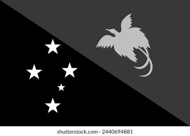 Papua New Guinea flag - greyscale monochrome vector illustration. Flag in black and white