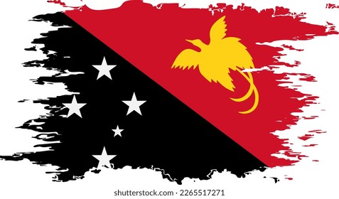 Papua New Guinea flag grunge brush color image, vector