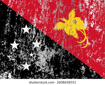 Papua New Guinea flag with grunge effect.