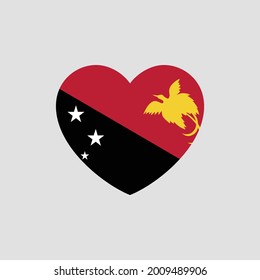 Papua New Guinea flag in heart shape vector love Papua New Guinea