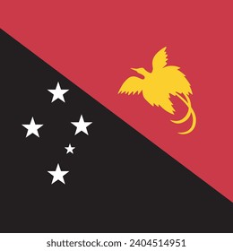 Papua New Guinea flag. Flag icon. Standard color. A square flag. Square icon. Computer illustration. Digital illustration. Vector illustration.